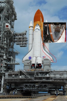 RCC Panels on Space Shuttle Discovery and an up-close view of them. They are an essential part of the shuttle's thermal protection system.