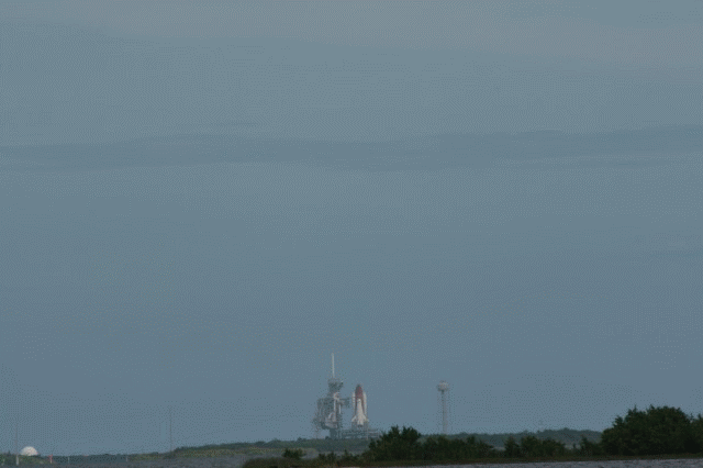 STS-120 launch as seen from NASA causeway (animation from still pictures)