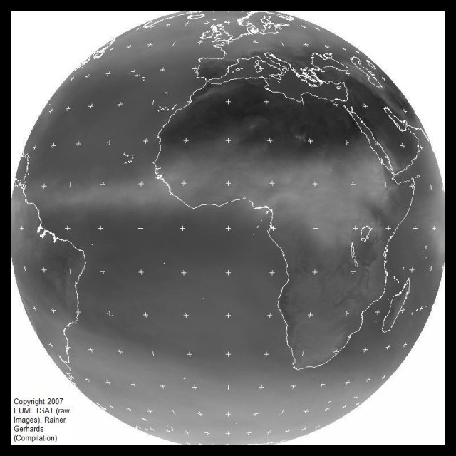 Combined cloud cover for the month of 2007-07.