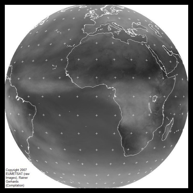 Combined cloud cover for the month of 2007-11.