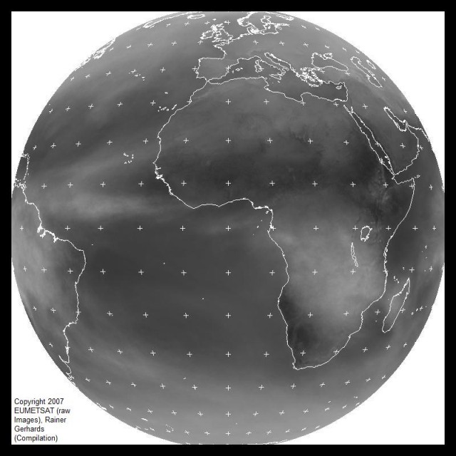 Combined cloud cover for the month of 2007-12.