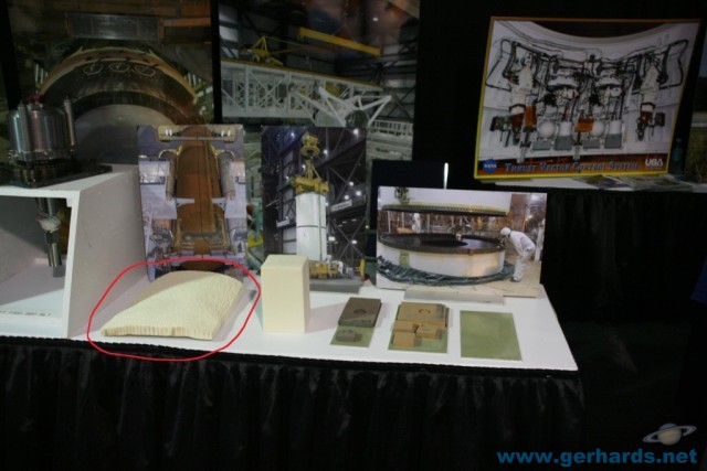 A small piece of space shuttle external tank insulation foam (encircled in red).