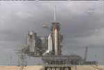 Shuttle Discovery has arrived at the launch pad. Photo Credit: NASA