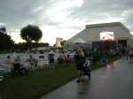 Part of the visitor viewing area in Kennedy Space Center's main visitor comnplex. Note the large outdoor screen carrying launch information.