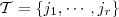 \mathcal{T} = \{j_1, \cdots, j_r\}