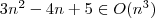 3n^2 - 4n +5 \in O(n^3)